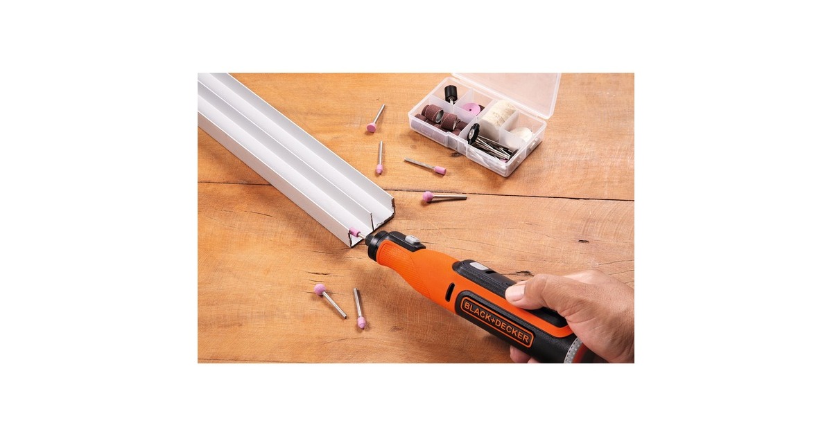 BLACK+DECKER Multifunktions-Werkzeug BCRT8IK-XJ, 7,2Volt(orange/schwarz, 52-teiliges Zubehör, im Koffer)