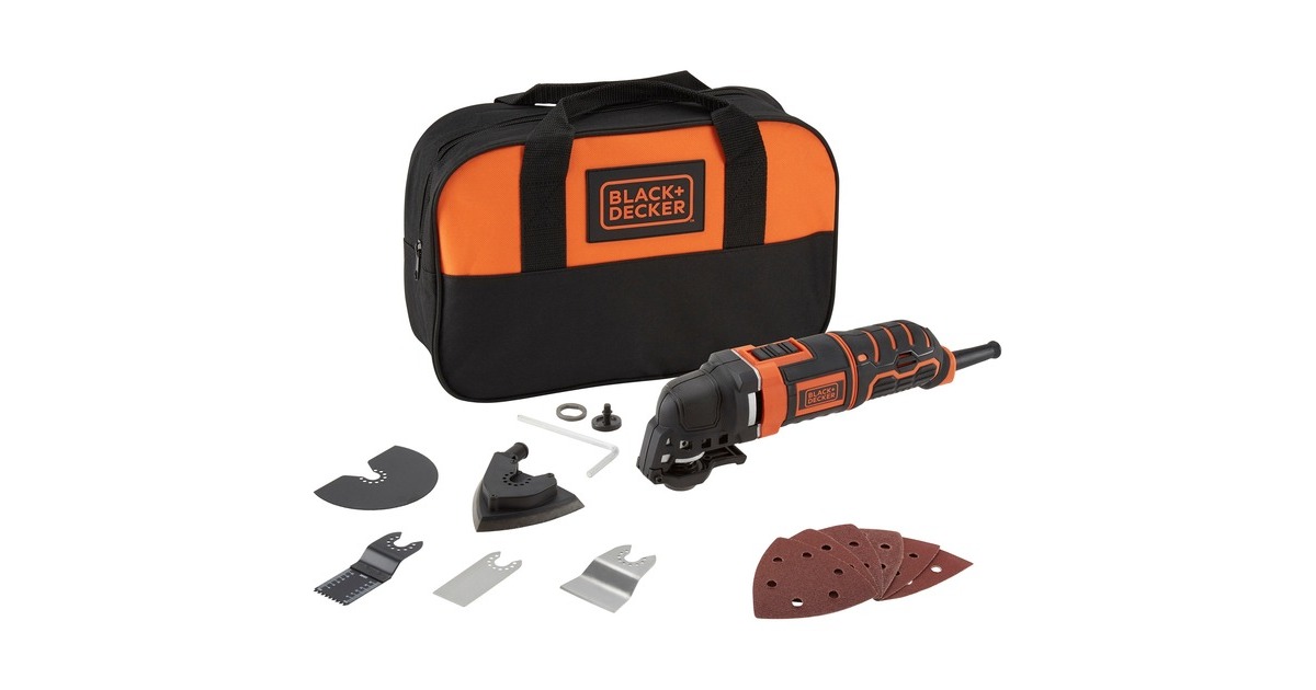 BLACK+DECKER Multifunktions-Werkzeug MT300SA2(orange/schwarz, 300 Watt, 12-tlg. Zubehörset)