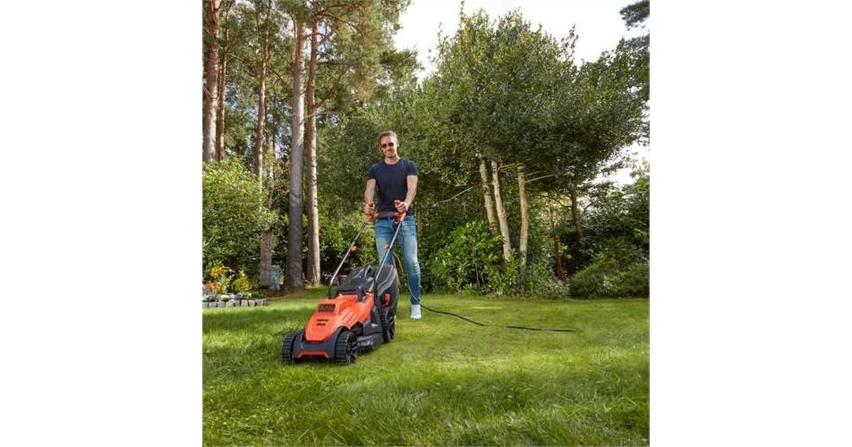 BLACK+DECKER Rasenmäher BEMW461BH-QS, 34cm(orange/schwarz, 1.400 Watt)