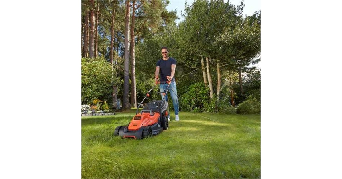 BLACK+DECKER Rasenmäher BEMW471BH-QS, 38cm(orange/schwarz, 1.600 Watt)