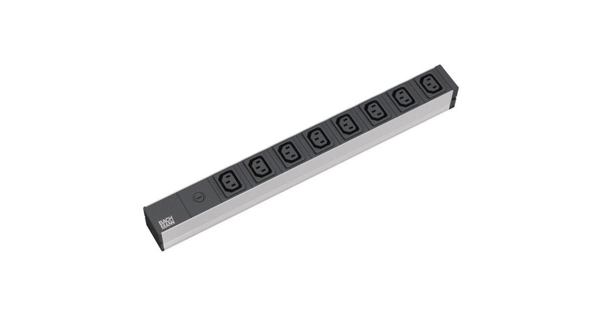 Bachmann 19" IT PDU Steckdosenleiste Basic 8-fach C13, 1HE(grau, 2 Meter, mit Feinsicherung 10A)