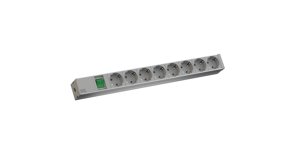 Bachmann 19" IT PDU Steckdosenleiste Basic 8-fach, 1HE(grau, 2 Meter)