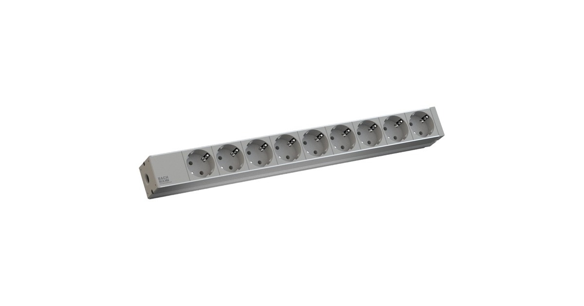 Bachmann 19" IT PDU Steckdosenleiste Basic 9-fach, 1HE(grau, 2 Meter)