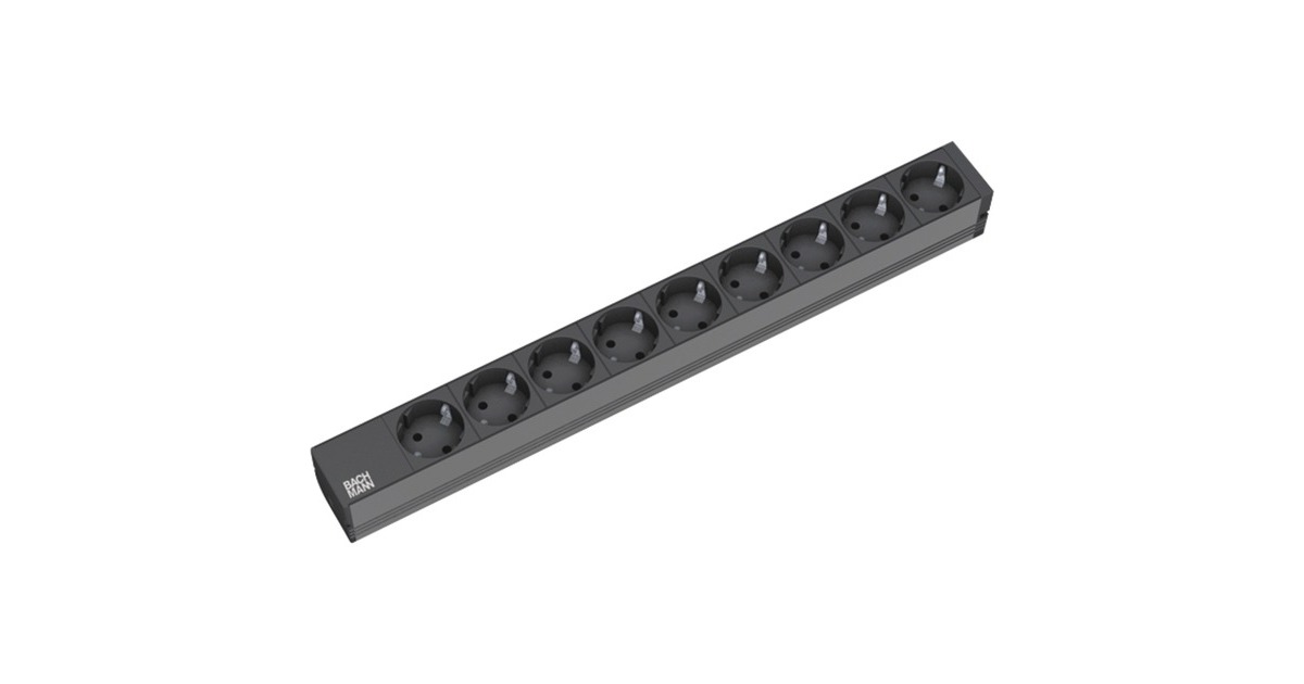 Bachmann 19" IT PDU Steckdosenleiste Basic 9-fach, 1HE(schwarz, 2 Meter)