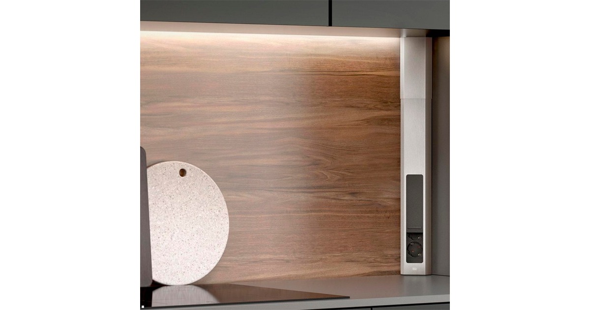 Bachmann CASIA 2 Steckdosenleiste 3-fach + USB-Charger, lang, Wand- oder Eckmontage(edelstahl, 2 Meter Kabel, 1x USB-A, 1x USB-C)