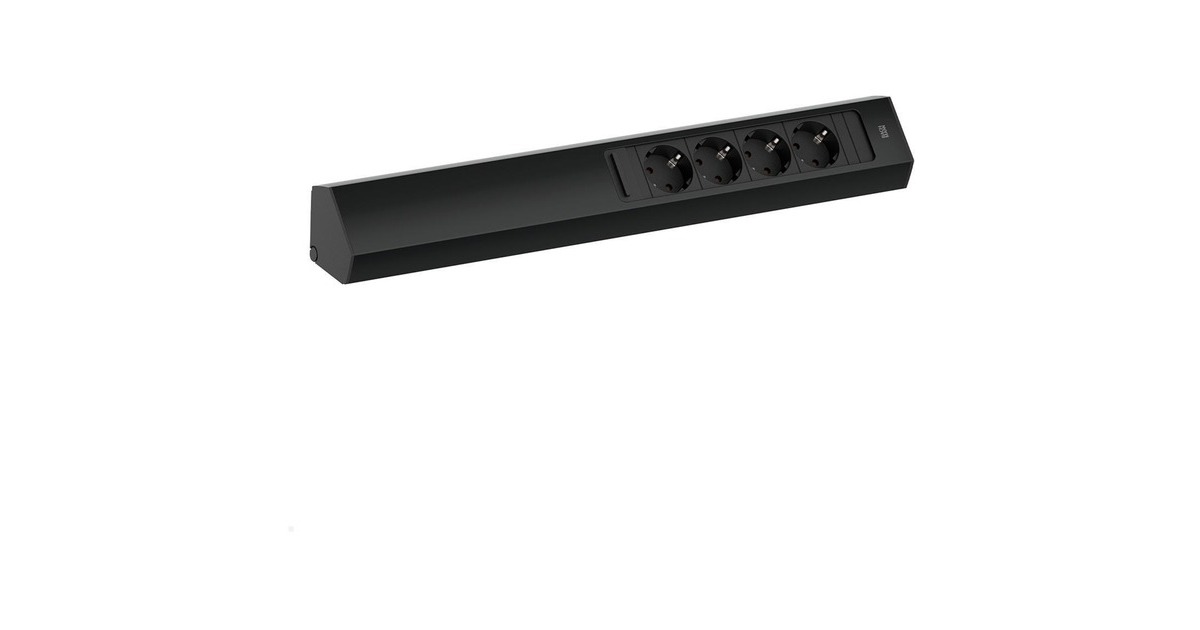 Bachmann CASIA 2 Steckdosenleiste 4-fach, lang, Wand- oder Eckmontage(schwarz, 2 Meter Kabel)