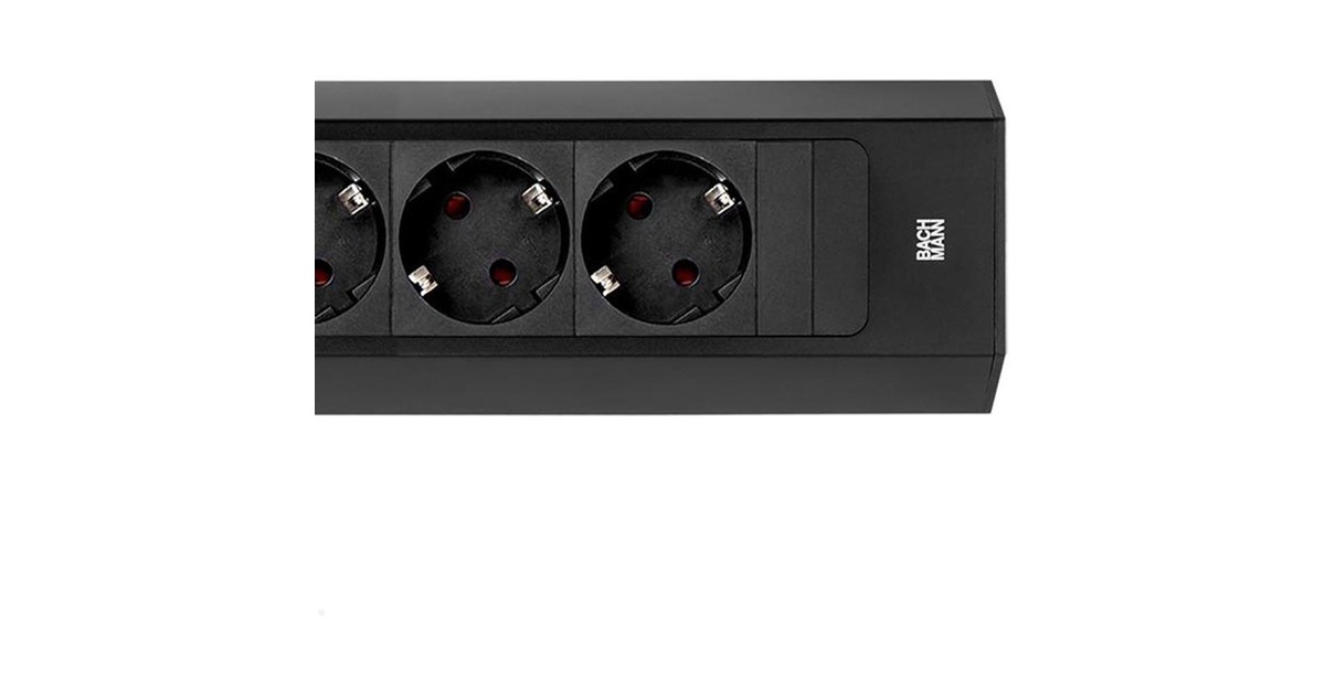 Bachmann CASIA 2 Steckdosenleiste 4-fach, lang, Wand- oder Eckmontage(schwarz, 2 Meter Kabel)