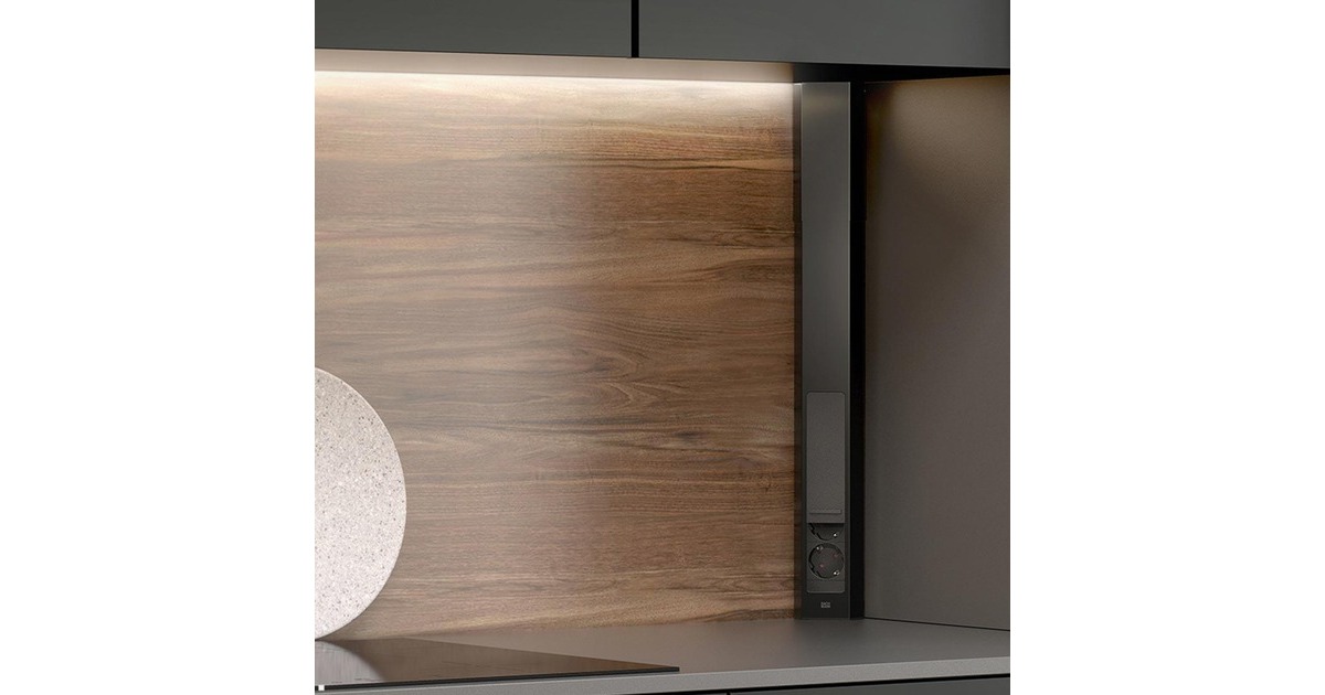 Bachmann CASIA 2 Steckdosenleiste 4-fach, lang, Wand- oder Eckmontage(schwarz, 2 Meter Kabel)