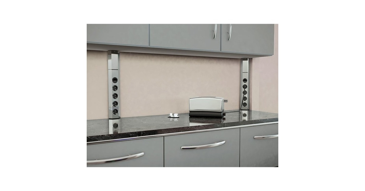 Bachmann CASIA Steckdosenleiste 4-fach, Wand- oder Eckmontage(edelstahl, 2 Meter Kabel)