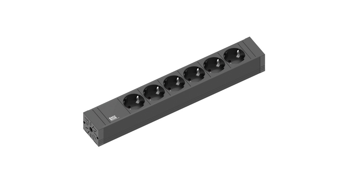 Bachmann CONNECT LINE Steckdosenleiste 6-fach(schwarz, 2 Meter Kabel)