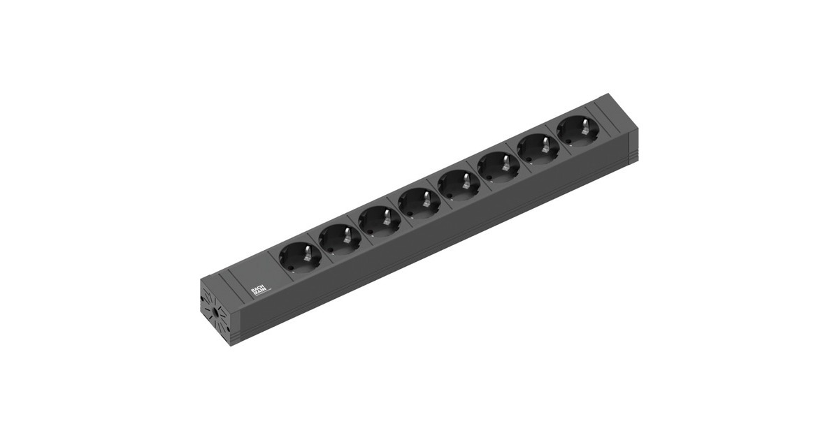 Bachmann CONNECT LINE Steckdosenleiste 8-fach(schwarz, 2 Meter Kabel)