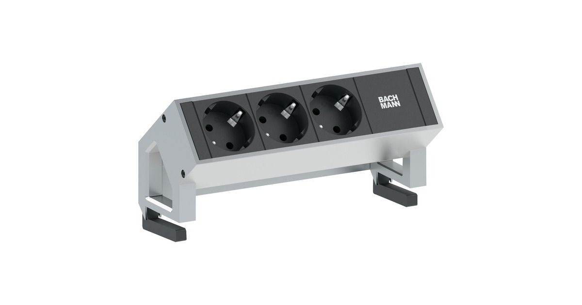 Bachmann DESK 2 Steckdosenleiste 3-fach(inox, mit Haltewinkeln)