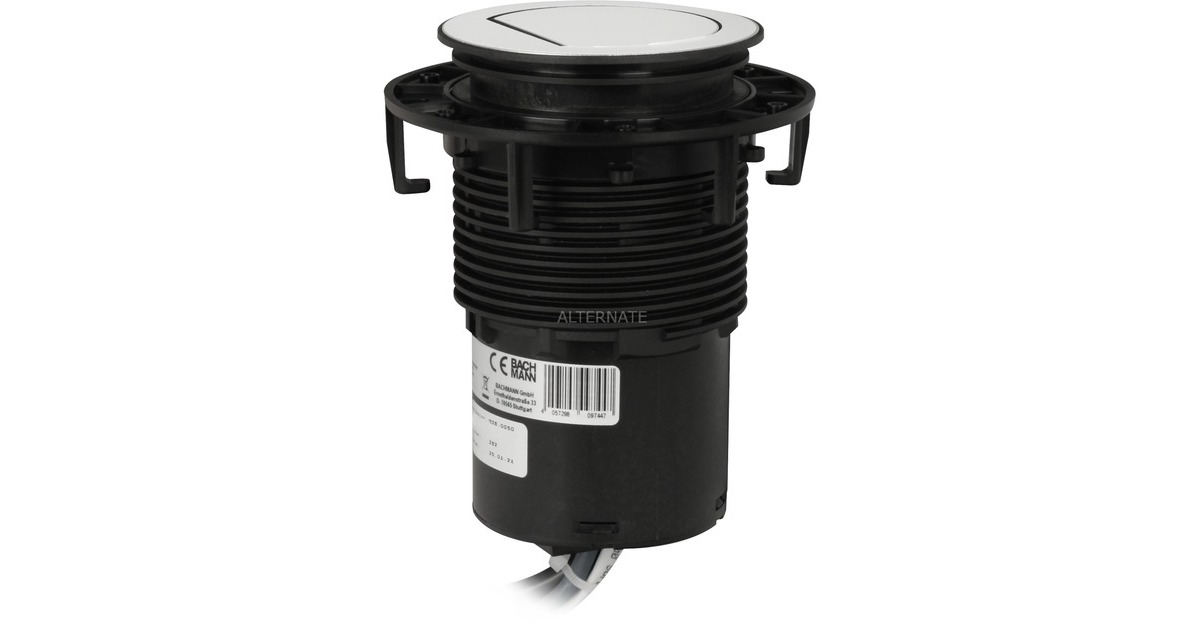 Bachmann ELEVATOR versenkbare Steckdosenleiste 1-fach, 1x RJ-45, 1x USB(aluminium/schwarz, 0,5 Meter Kabel)