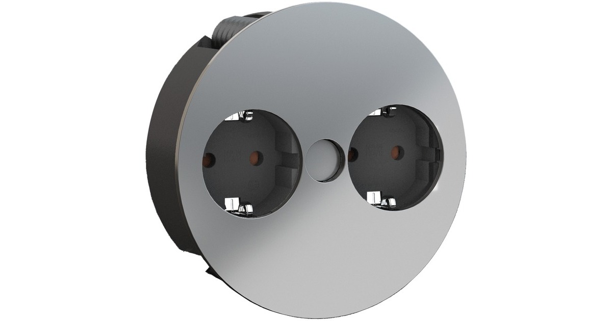 Bachmann Einbausteckdose TWIST 2S, 2-fach(chrom, 2x Schutzkontakt)