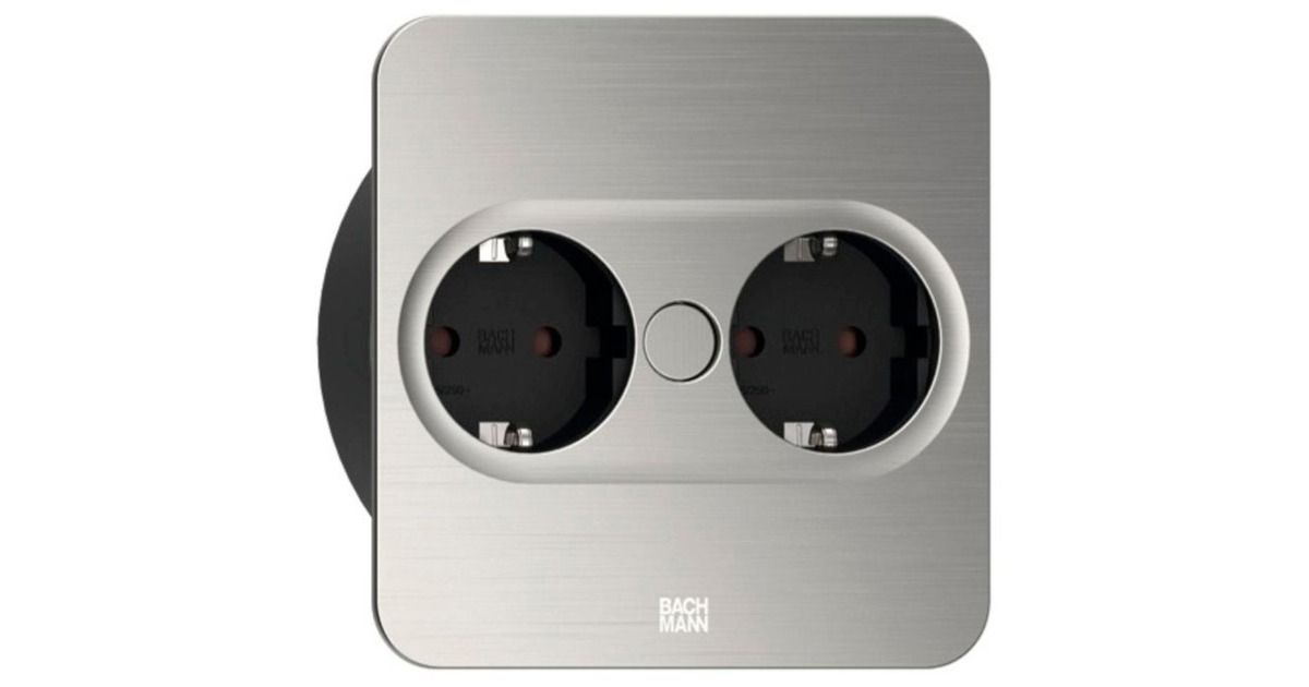 Bachmann Einbausteckdose TWIST 2, eckig, 2-fach(edelstahl, 2x Schutzkontakt)