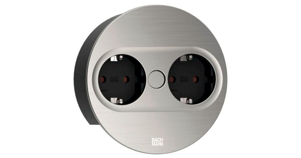 Bachmann Einbausteckdose TWIST 2, rund, 2-fach(edelstahl, 2x Schutzkontakt)