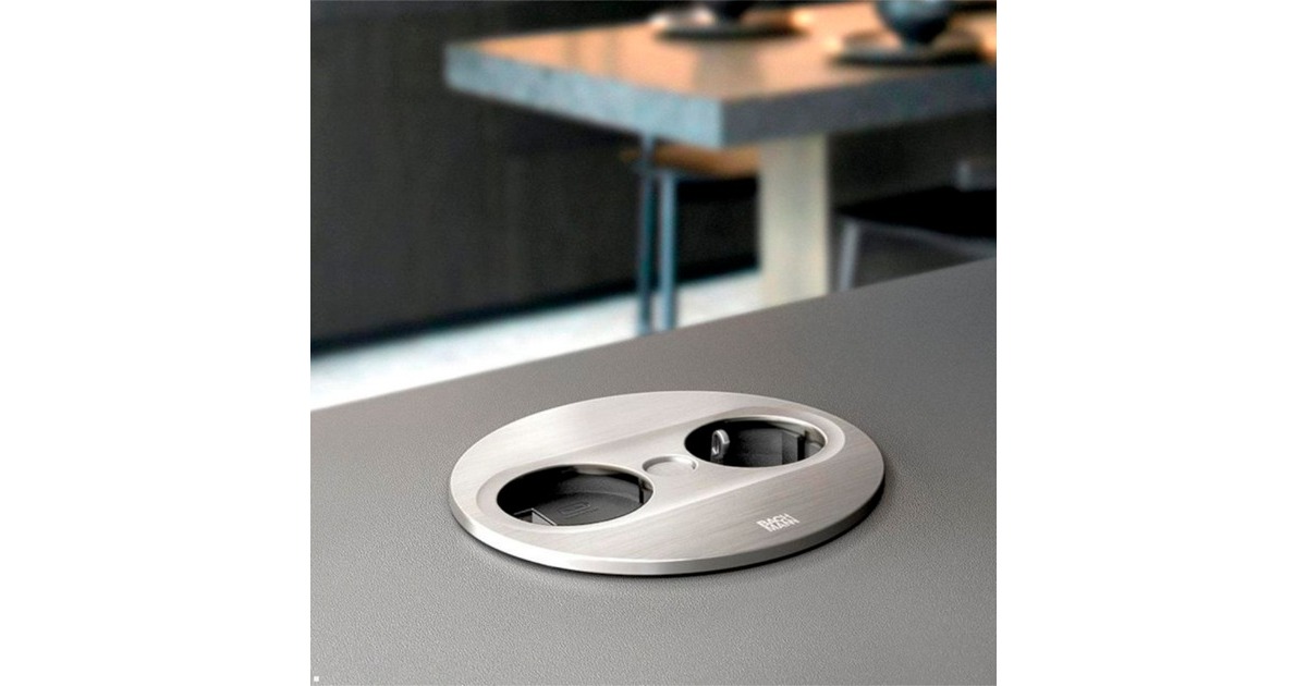 Bachmann Einbausteckdose TWIST 2, rund, 2-fach(edelstahl, 2x Schutzkontakt)