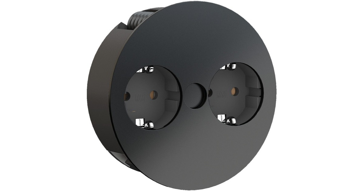 Bachmann Einbausteckdose TWIST 2-fach(schwarz (matt), 2x Schutzkontakt)