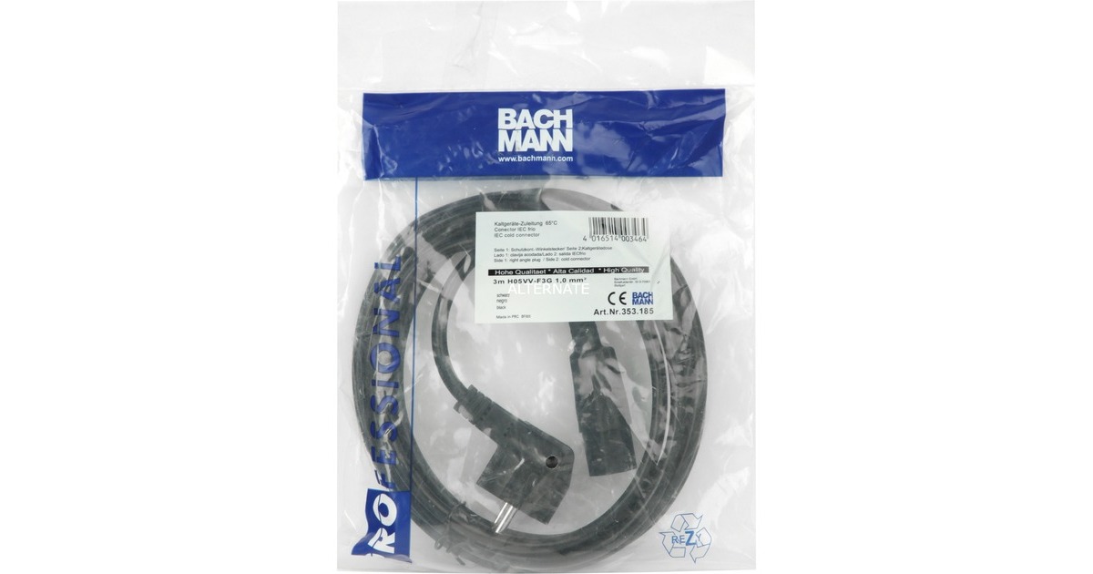 Bachmann Kaltgeräte-Kabel 353.185(schwarz, 3 Meter)