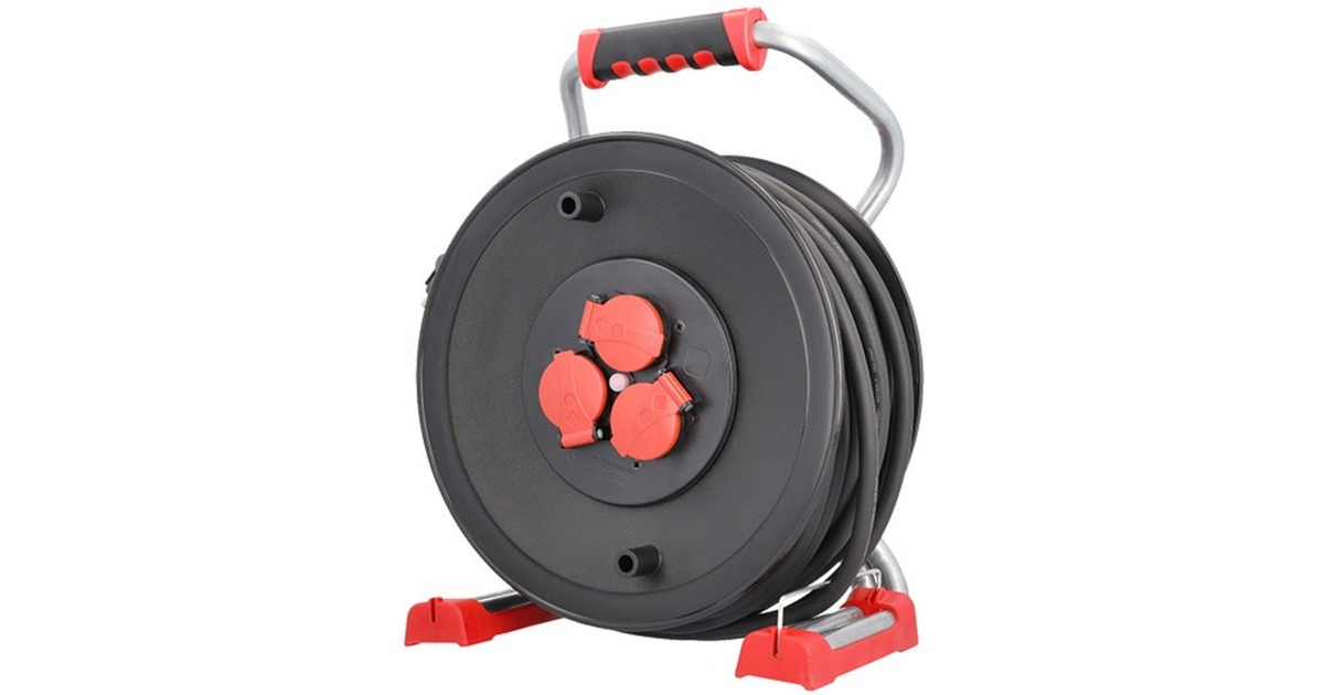 Bachmann Profi-Kabeltrommel 399.192, 3x Schutzkontakt(schwarz/rot, 40 Meter H07RN-F 3G 2,5mm²)