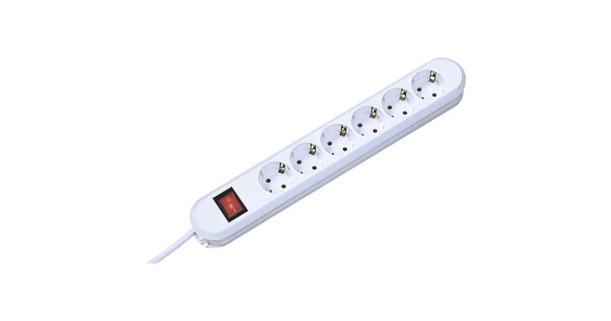 Bachmann SMART Steckdosenleiste 6-fach(weiß, 1,5 Meter Kabel, Schalter)