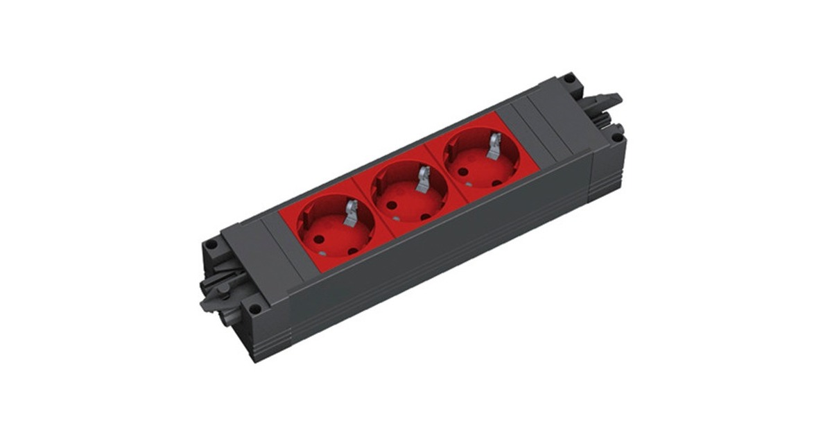 Bachmann STEP BASE Steckdosenleiste 3-fach(schwarz/rot, ohne Kabel, Wieland Stecksystem)
