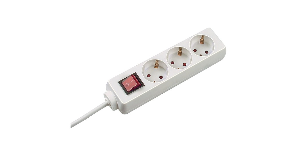 Bachmann Steckdosenleiste SELLY 3-fach(weiß, 1,5 Meter Kabel, Schalter)