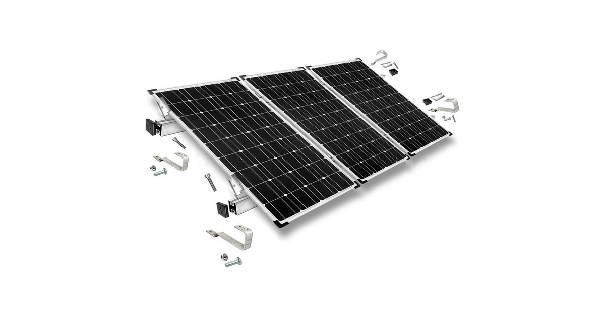 Befestigung Biberschwanz, für Schrägdachmontage, 30mm Rahmenhöhe, Halterung(0% MWST, für 3 Solarpanels)