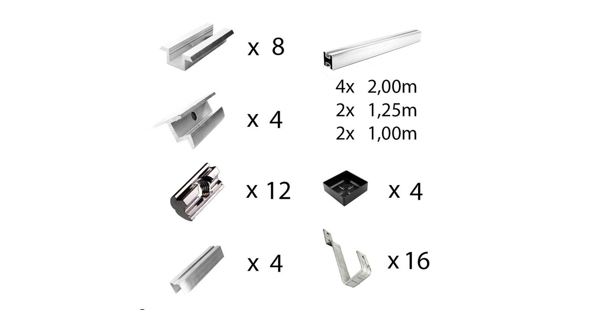 Befestigung Biberschwanz, für Schrägdachmontage, 35mm Rahmenhöhe, Halterung(0% MWST, für 5 Solarpanels)