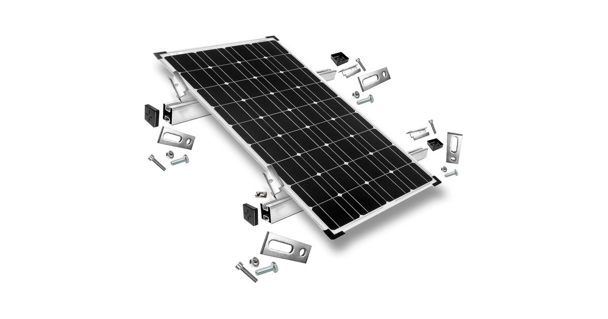 Befestigung Stockschrauben, für Schrägdachmontage, 30mm Rahmenhöhe, Halterung(0% MWST, für 1 Solarpanel, auf Wellplatten oder Trapezblech)