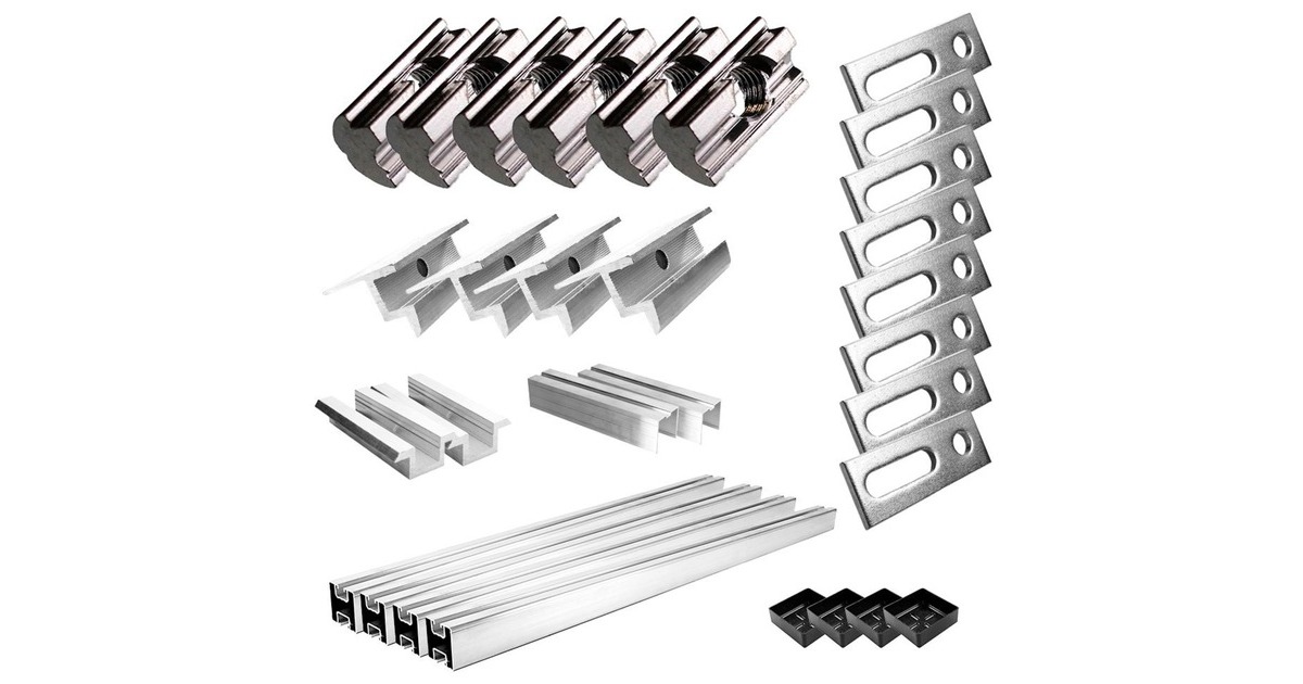 Befestigung Stockschrauben, für Schrägdachmontage, 30mm Rahmenhöhe, Halterung(0% MWST, für 2 Solarpanels, auf Wellplatten oder Trapezblech)