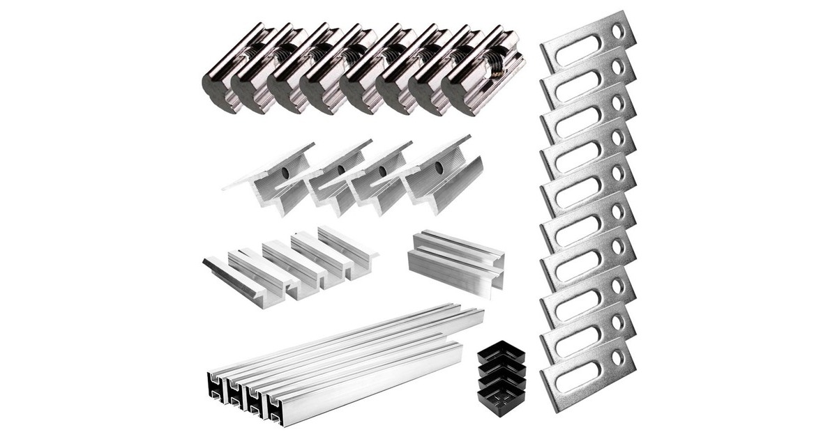 Befestigung Stockschrauben, für Schrägdachmontage, 30mm Rahmenhöhe, Halterung(0% MWST, für 3 Solarpanels, auf Wellplatten oder Trapezblech)