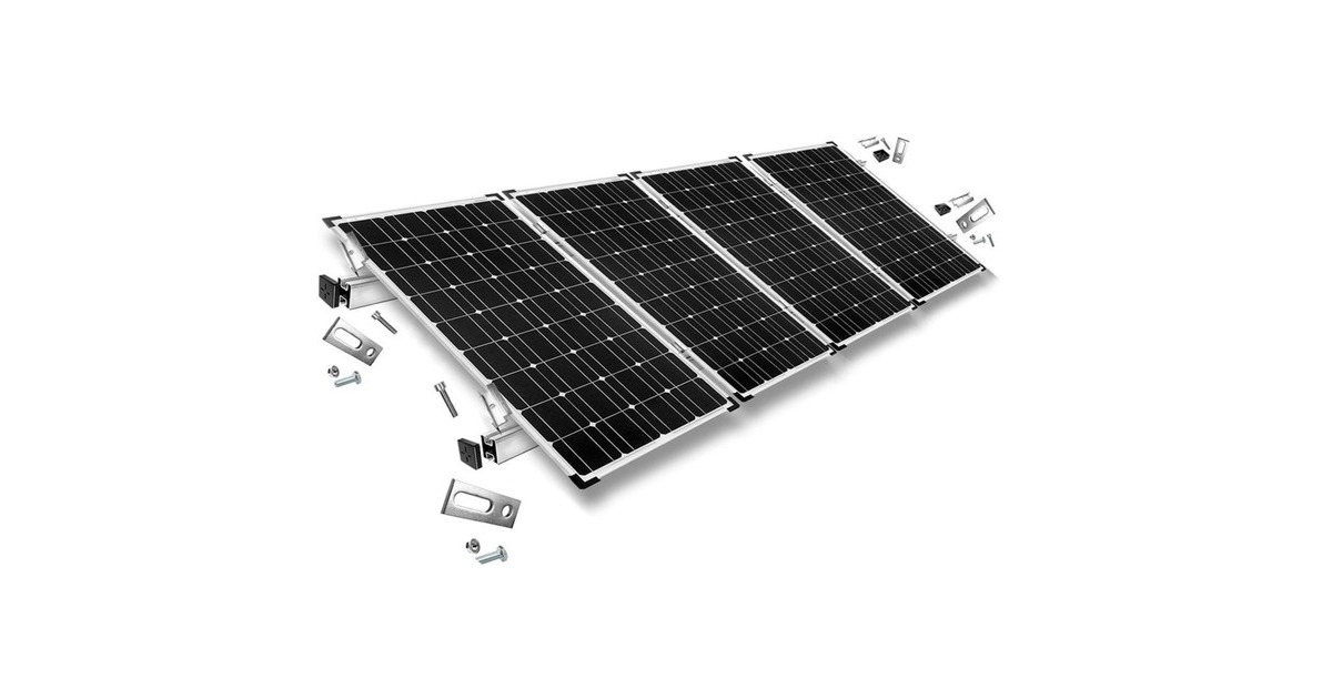 Befestigung Stockschrauben, für Schrägdachmontage, 30mm Rahmenhöhe, Halterung(0% MWST, für 4 Solarpanels, auf Wellplatten oder Trapezblech)