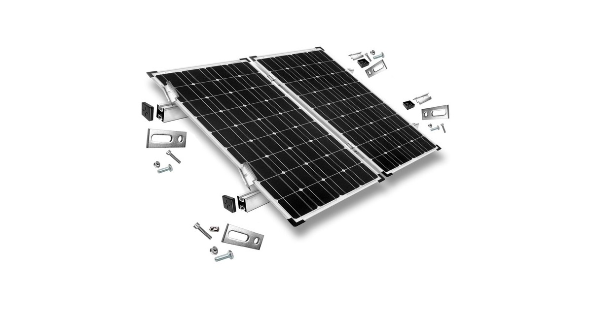 Befestigung Stockschrauben, für Schrägdachmontage, 35mm Rahmenhöhe, Halterung(0% MWST, für 2 Solarpanels, auf Wellplatten oder Trapezblech)