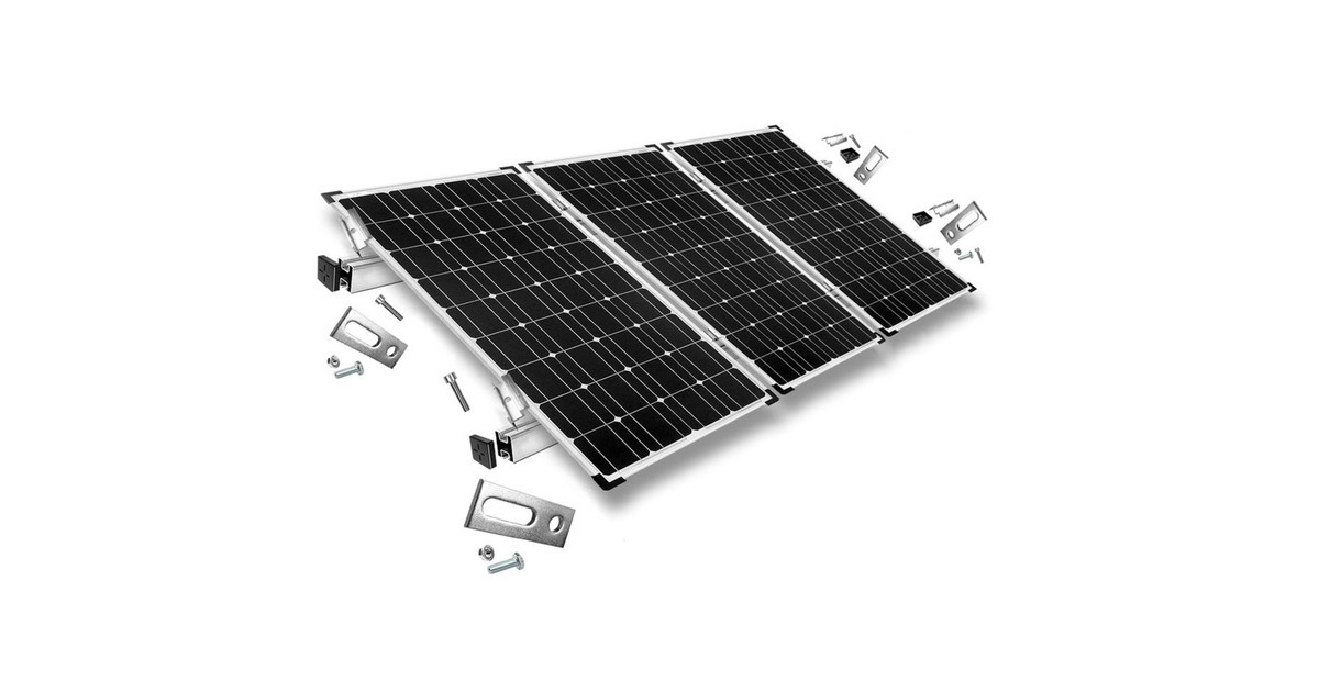 Befestigung Stockschrauben, für Schrägdachmontage, 35mm Rahmenhöhe, Halterung(0% MWST, für 4 Solarpanels, auf Wellplatten oder Trapezblech)