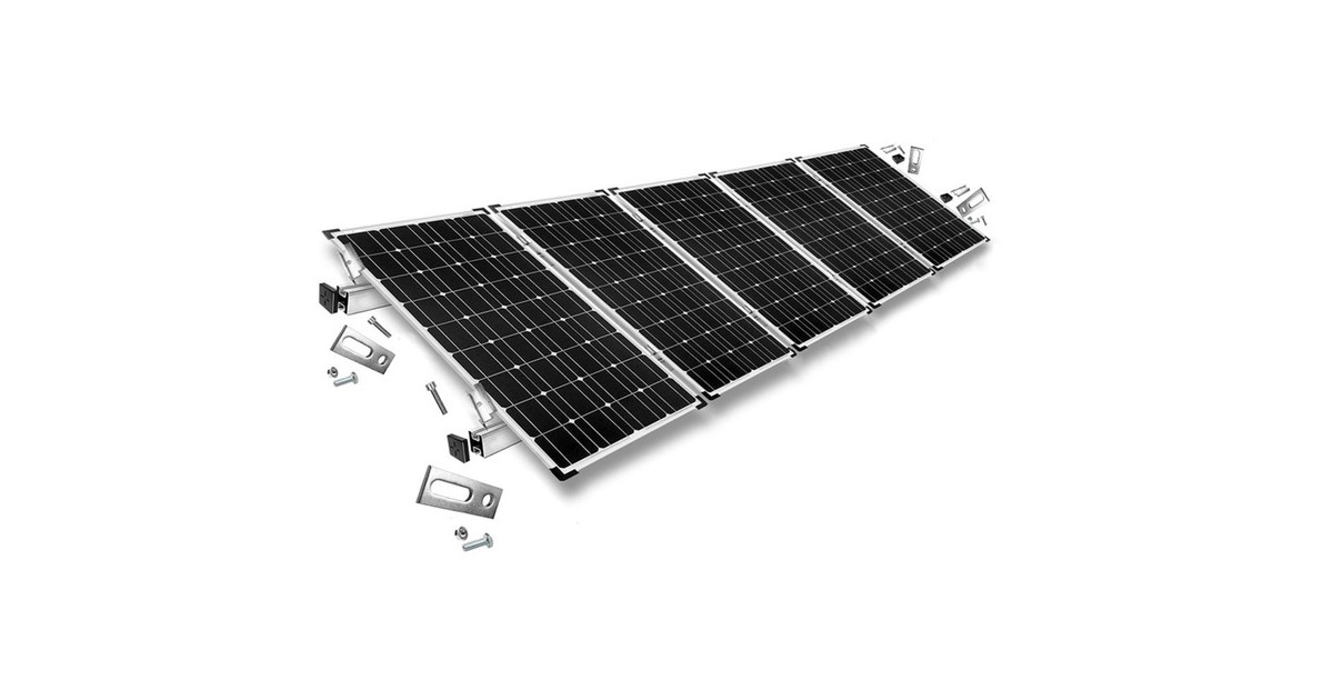 Befestigung Stockschrauben, für Schrägdachmontage, 35mm Rahmenhöhe, Halterung(0% MWST, für 5 Solarpanels, auf Wellplatten oder Trapezblech)