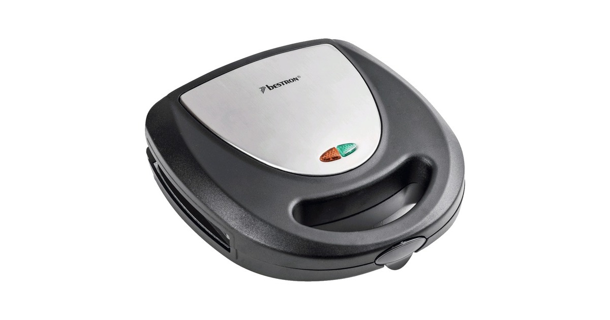 Bestron 3-in-1 Kontaktgrill ASM8010(schwarz/edelstahl, 800 Watt, mit 3 Platten-Sets)