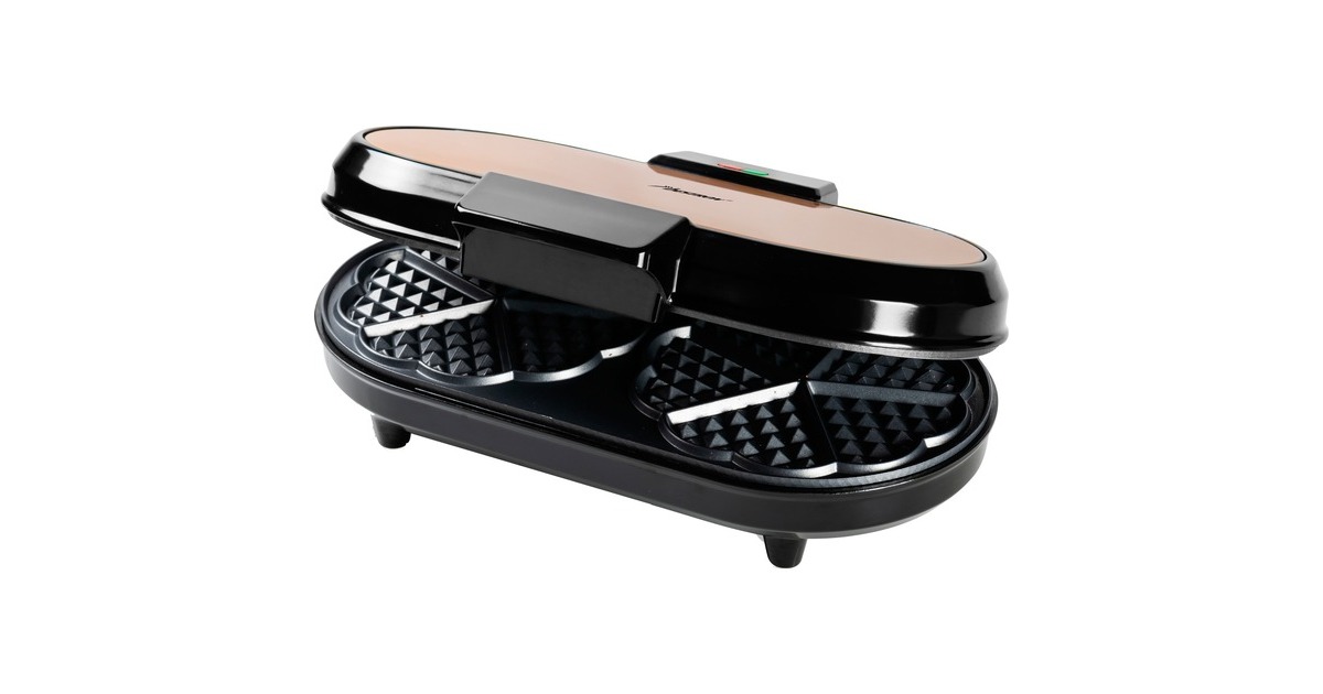 Bestron Doppel-Waffeleisen ADWM730CO für Herzwaffeln(kupfer/schwarz, 1.200 Watt)