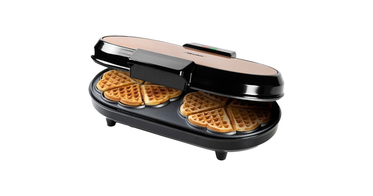 Bestron Doppel-Waffeleisen ADWM730CO für Herzwaffeln(kupfer/schwarz, 1.200 Watt)
