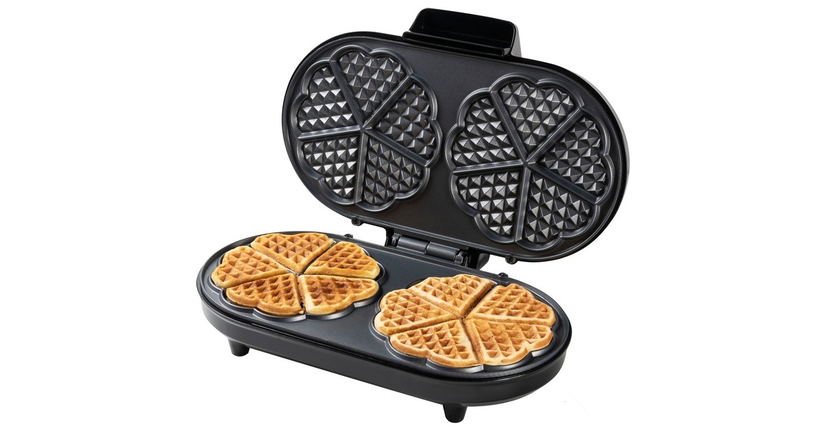 Bestron Doppel-Waffeleisen ADWM730CO für Herzwaffeln(kupfer/schwarz, 1.200 Watt)