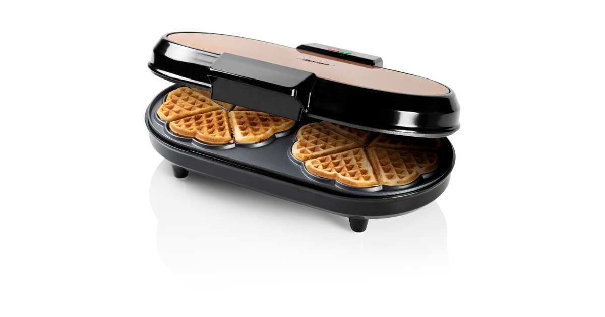 Bestron Doppel-Waffeleisen ADWM730CO für Herzwaffeln(kupfer/schwarz, 1.200 Watt)