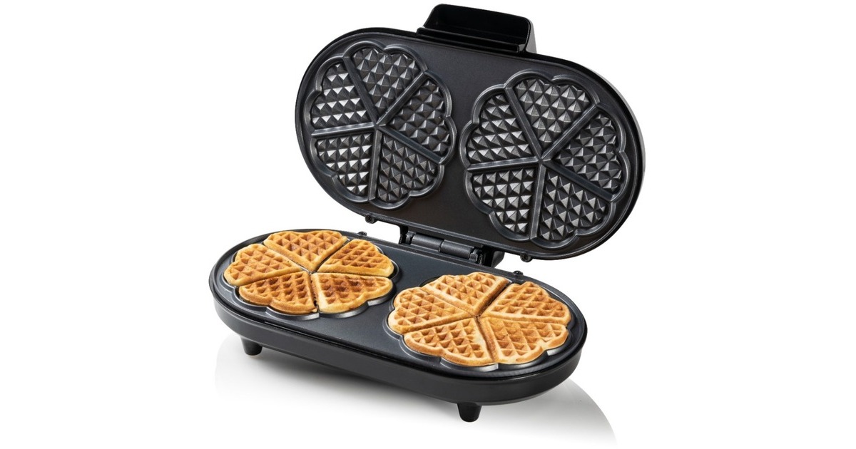 Bestron Doppel-Waffeleisen ADWM730CO für Herzwaffeln(kupfer/schwarz, 1.200 Watt)