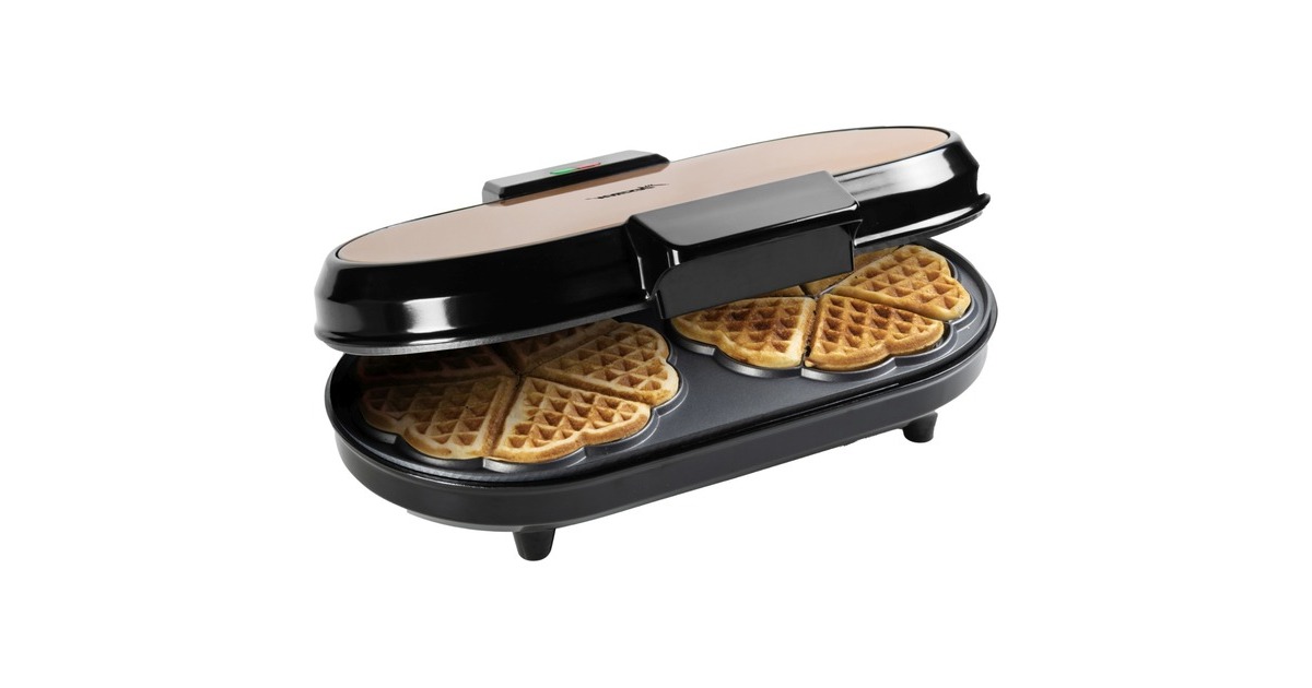 Bestron Doppel-Waffeleisen ADWM730CO für Herzwaffeln(kupfer/schwarz, 1.200 Watt)