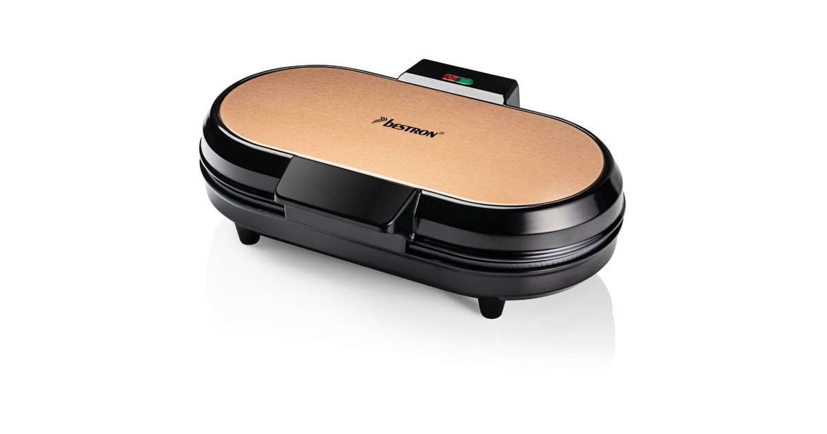 Bestron Doppel-Waffeleisen ADWM730CO für Herzwaffeln(kupfer/schwarz, 1.200 Watt)