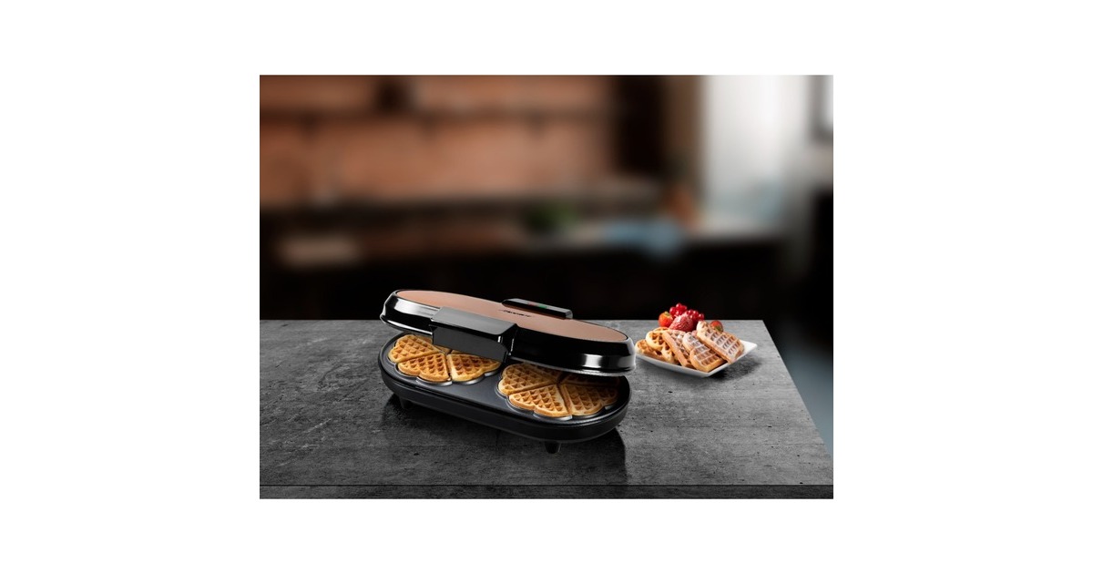 Bestron Doppel-Waffeleisen ADWM730CO für Herzwaffeln(kupfer/schwarz, 1.200 Watt)