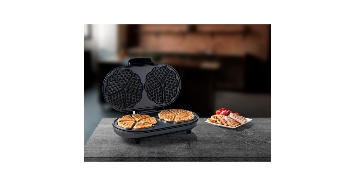 Bestron Doppel-Waffeleisen ADWM730CO für Herzwaffeln(kupfer/schwarz, 1.200 Watt)