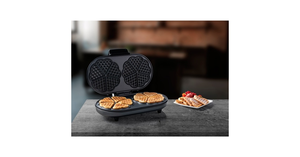Bestron Doppel-Waffeleisen ADWM730CO für Herzwaffeln(kupfer/schwarz, 1.200 Watt)