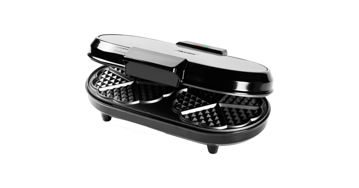 Bestron Doppel-Waffeleisen ADWM730S für Herzwaffeln(edelstahl/schwarz, 1.200 Watt)