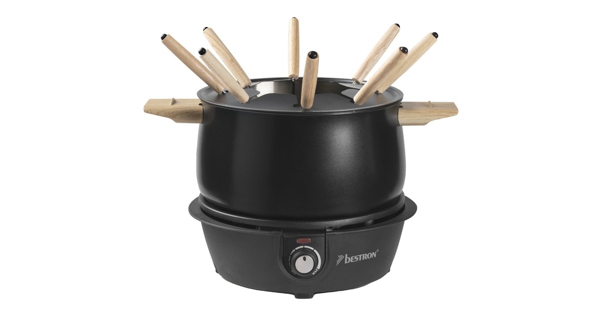 Bestron Fondue Set AFD850BW(schwarz/holz)