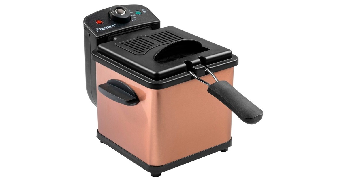Bestron Mini Fritteuse AF100CO mit Kaltzonen-Technik(kupfer/schwarz, 1.000 Watt, 1,2 L)